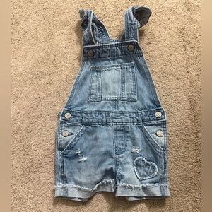 GAP Light Blue Denim Overalls with Heart Patch 18-24 Months